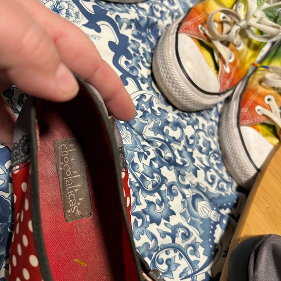 Hot Chocolates Red and Gray Mary Jane Flats with Cartoon Design - Picture 4 of 4